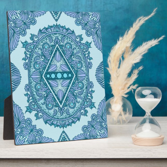 Blue Diamond Mandala Plaque (Side)