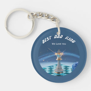 Blue Diamond Metallic King Chess Fathers Day Keychain