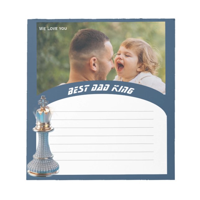Blue Diamond Metallic King Chess Fathers Day  Notepad (Front)