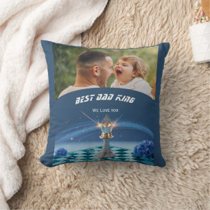 Blue Diamond Metallic King Chess Fathers Day Throw Pillow
