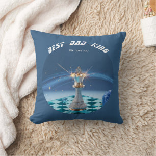 Blue Diamond Metallic King Chess Fathers Day  Throw Pillow