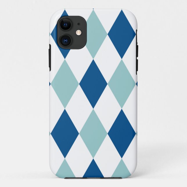 Blue Diamond Mosaic Pattern Case-Mate iPhone Case (Back)