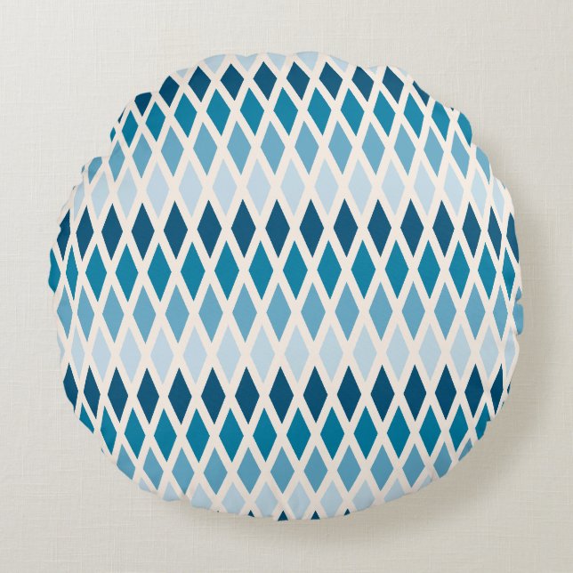 Blue Diamond Ombre Round Pillow (Front)