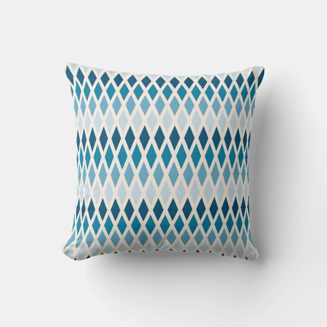 Blue Diamond Ombre Throw Pillow (Front)