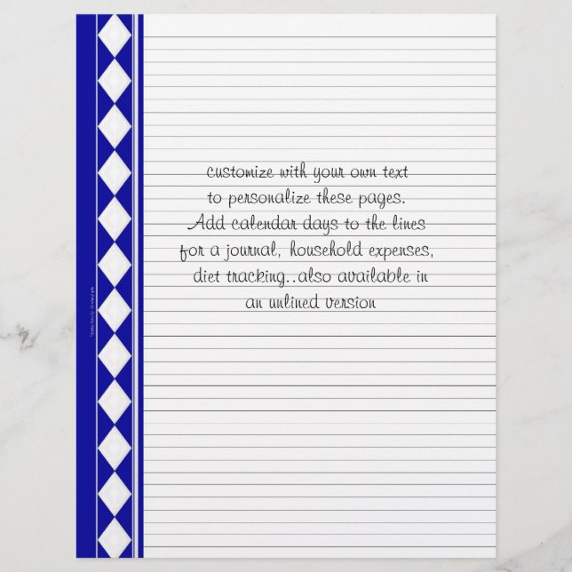 blue diamond pages, customize with your own text (Front)