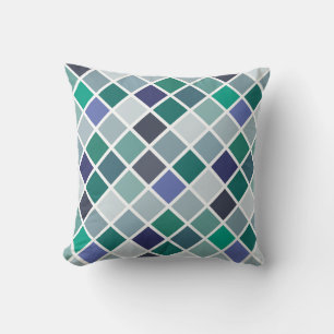 Blue Diamond Pattern Pillow