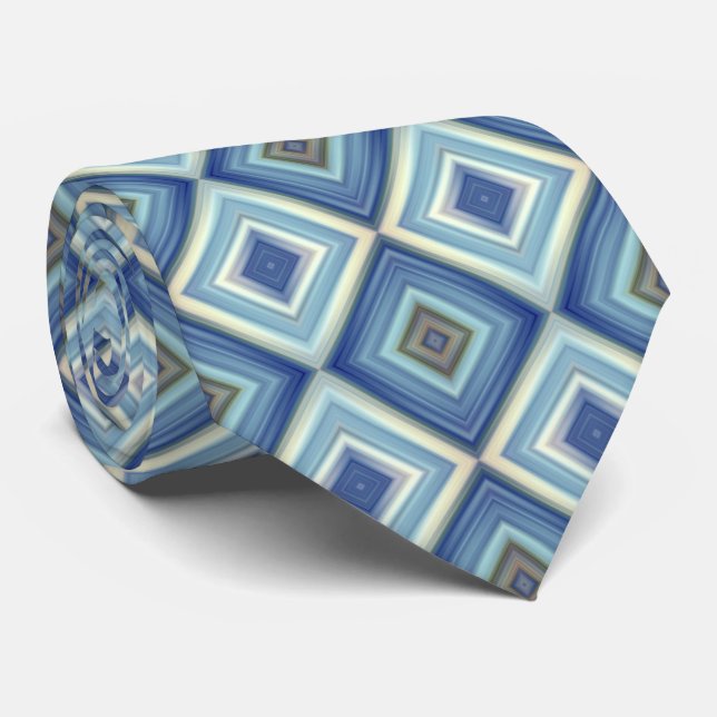 Blue Diamond Pattern Tie (Rolled)