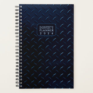 Blue Diamond Plate Metal One-Year Weekly Planner