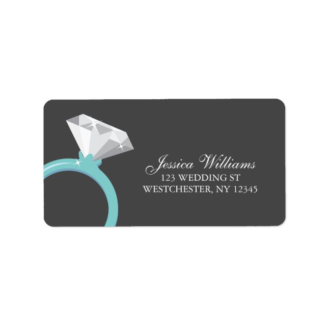 Blue Diamond Ring Bridal Shower Label (Front)