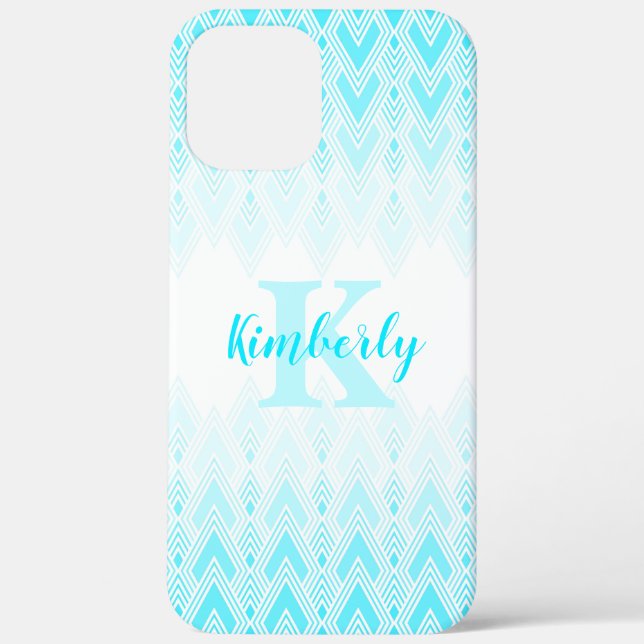 Blue Diamond Shape Case with Initial & Name (Back)