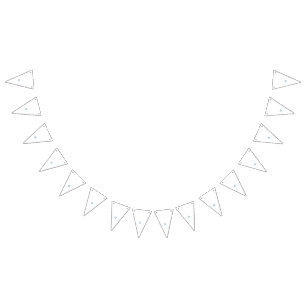 Blue diamond-shaped rays radiating outward from a  bunting flags