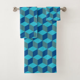 Blue Diamond Shapes Design - Towel Set