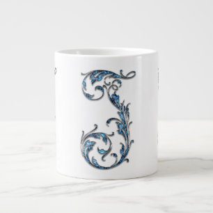 Blue Diamond Stud "J" Monogram Specialty Mug