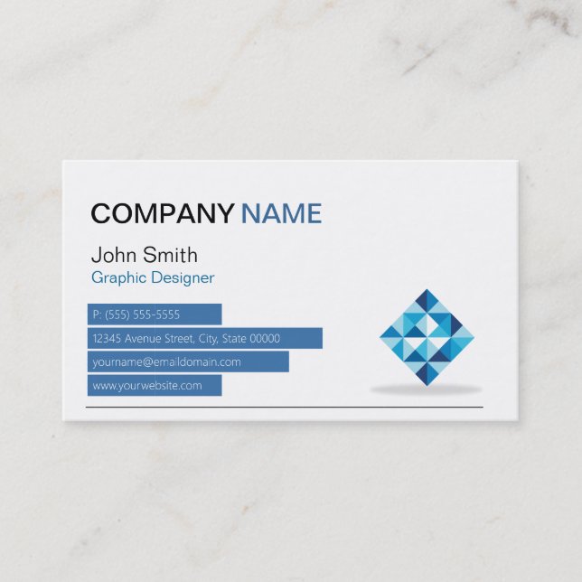 Blue Diamond Symbol - Modern Professional Business Card (Front)