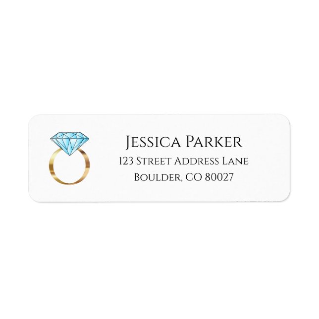 Blue Diamond Wedding Ring Engaged Return Address (Front)