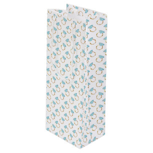 Blue Diamond Wedding Rings Pattern Wine Gift Bag