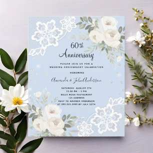 Blue diamonds 60th wedding anniversary invitation