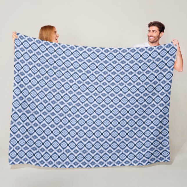 Blue Diamonds Harmony Pattern Warm Snuggly Fleece  Blanket (In Situ)