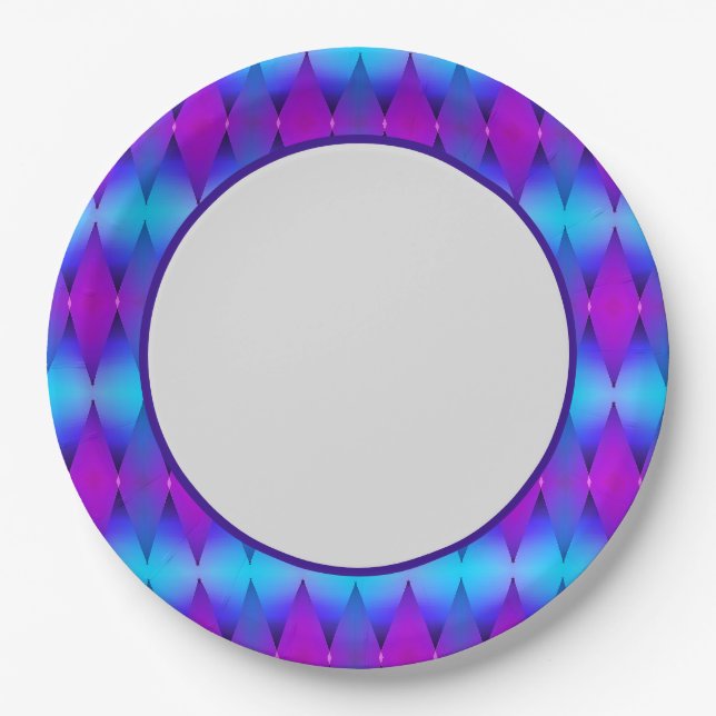 Blue Diamonds Paper Plate (Front)