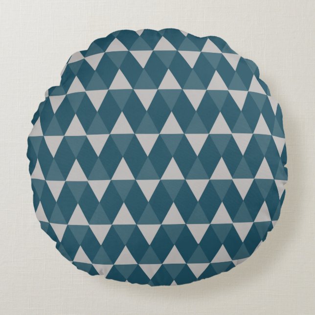 Blue diamonds pattern round pillow (Front)