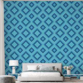 Blue Diamonds Pattern Wall Paper