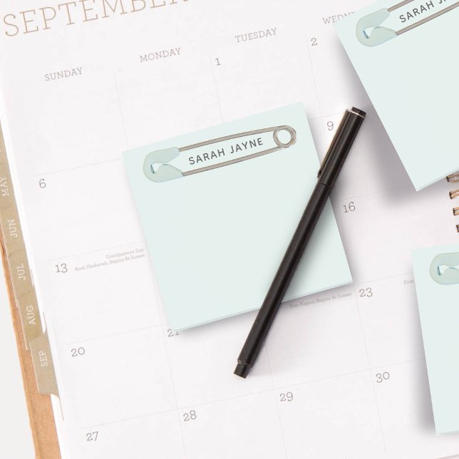 Blue Diaper Pin Baby Shower Square Post-It Notes (Creator Uploaded)