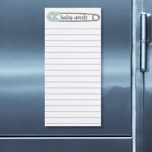 Blue Diaper Pin Lined Magnetic Notepad
