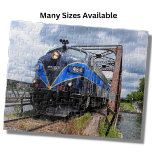 Blue Diesel Train Engine Locomotive Railroad Jigsaw Puzzle<br><div class="desc">Blue Diesel on Bridge  Train Puzzle - see my store for more great Train Gifts</div>
