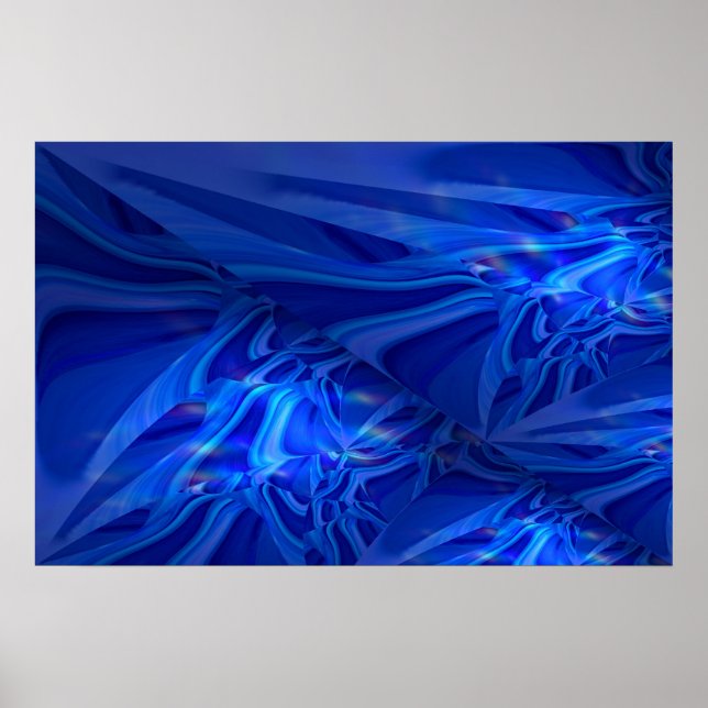 Blue Digital Abstract Painting Poster (Front)
