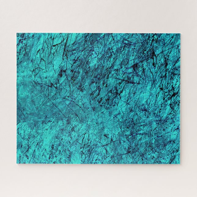 Blue digital art with many mixed/labyrinthic lines jigsaw puzzle (Horizontal)