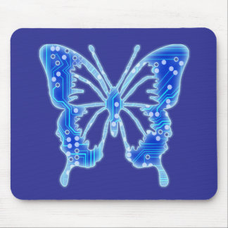 Blue Digital Butterfly, customize background  Mouse Pad