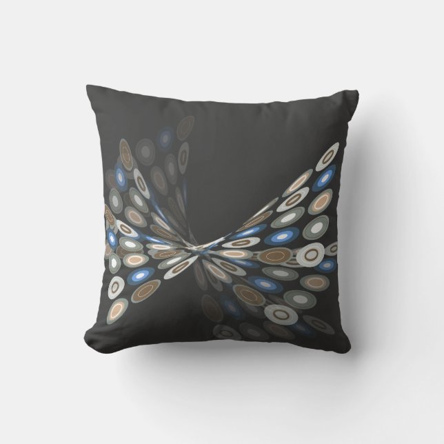 Blue Digital Butterfly Graphics Art Pillow Cushion (Front)