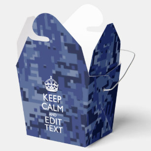 Blue digital camo KEEP CALM AND Edit Text Favor Box