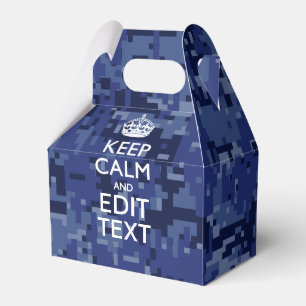 Blue digital camo KEEP CALM AND Edit Text Favor Box