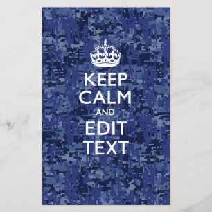 Blue digital camo KEEP CALM AND Edit Text Flyer