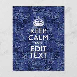 Blue digital camo KEEP CALM AND Edit Text Flyer