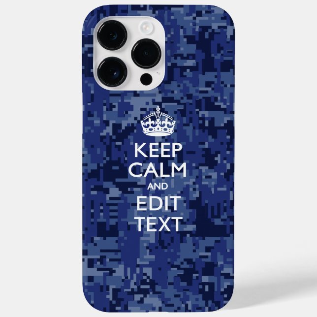 Blue Digital Camo KEEP CALM Your Text Case-Mate iPhone Case (Back)