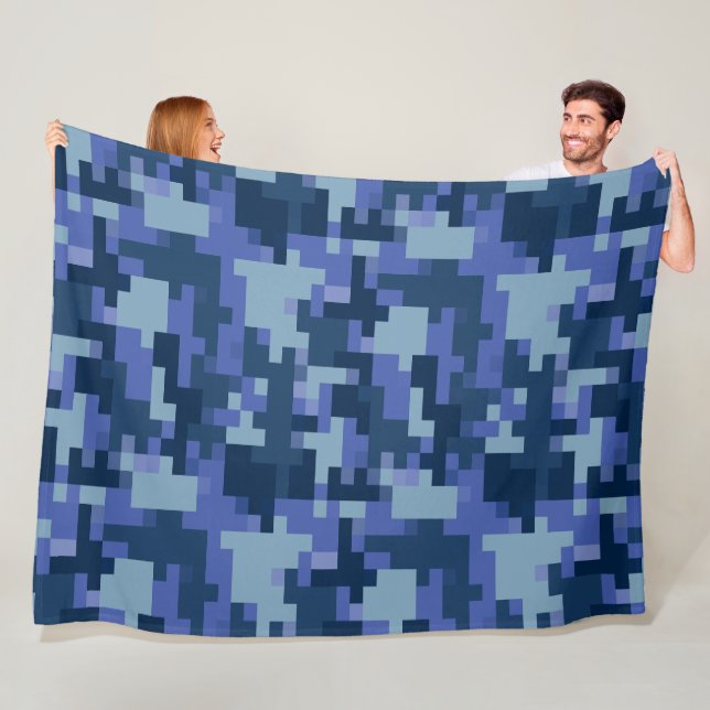 Blue Digital Camouflage Fleece Blanket (In Situ)