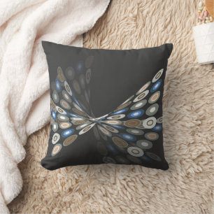 Blue Digital Dots Butterfly Twist Graphics Art Throw Pillow