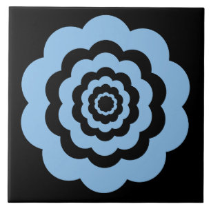 Blue Digital Flower Pattern Tile