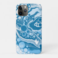 Blue Digital Fluid Art Marble Pour Painting Cells