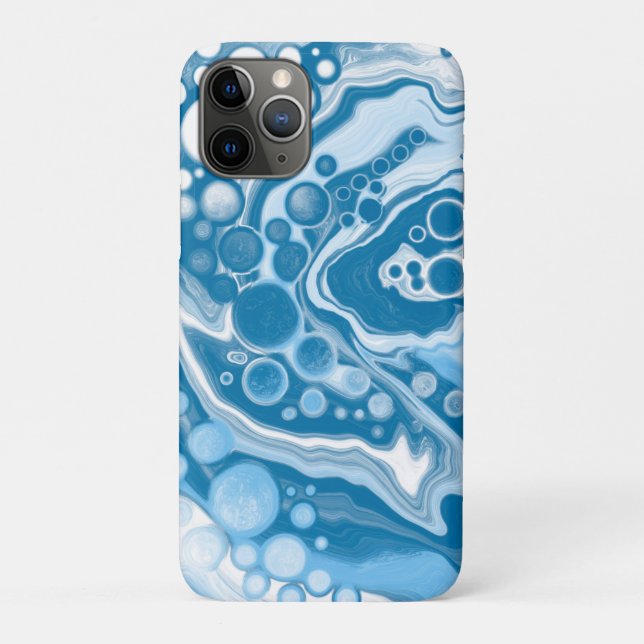 Blue Digital Fluid Art Marble Pour Painting Cells Case-Mate iPhone Case (Back)