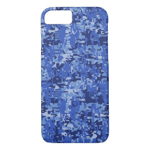 Blue Digital Pixels Camouflage Decor Texture iPhone 8/7 Case