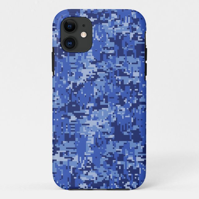 Blue Digital Pixels Camouflage Decor Texture Case-Mate iPhone Case (Back)