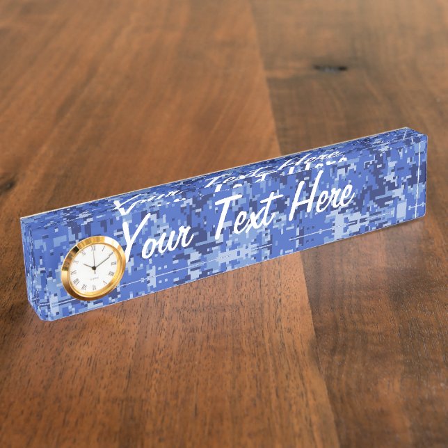 Blue Digital Pixels Camouflage Texture Nameplate (Side)