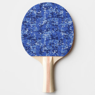 Blue Digital Pixels Camouflage Texture Ping Pong Paddle