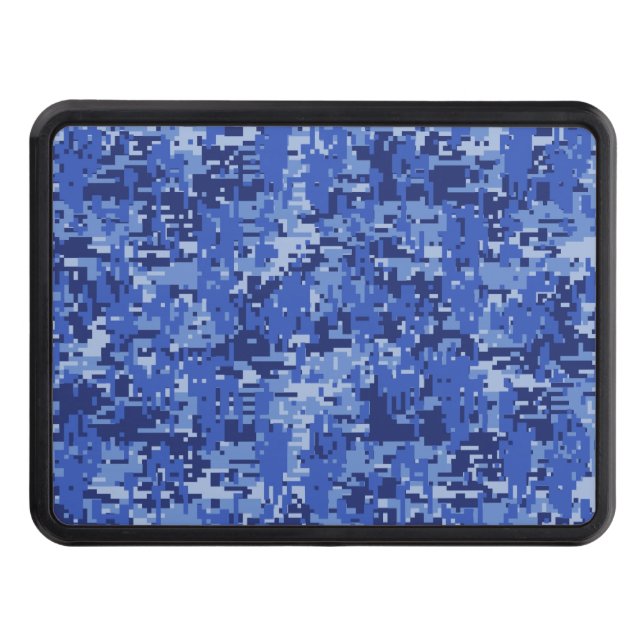 Blue Digital Pixels Camouflage Texture Trailer Hitch Cover (Front)