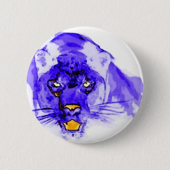Blue Digital Pop Art Jaguar 2 Inch Round Button (Front)