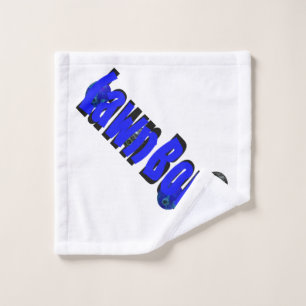 Blue Dimensional Lawn Bowls Word, Wash Cloth