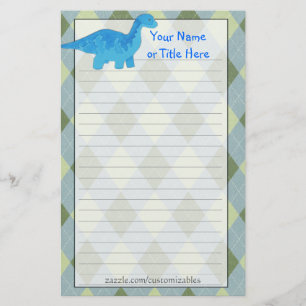 Blue Dino Stationery